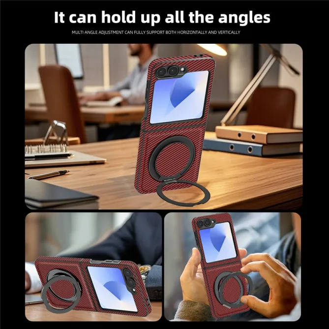 Coque Samsung Galaxy Z Flip7 FE / Z Flip6 Fibre de Carbone Anneau Support