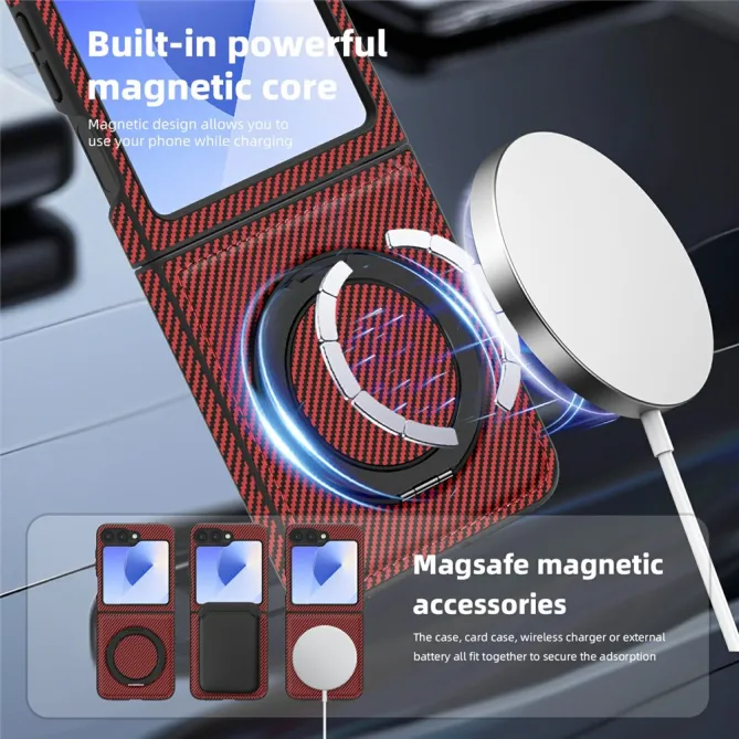 Coque Samsung Galaxy Z Flip7 FE / Z Flip6 Fibre de Carbone Anneau Support