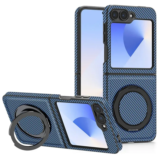 Coque Samsung Galaxy Z Flip7 FE / Z Flip6 Fibre de Carbone Anneau Support