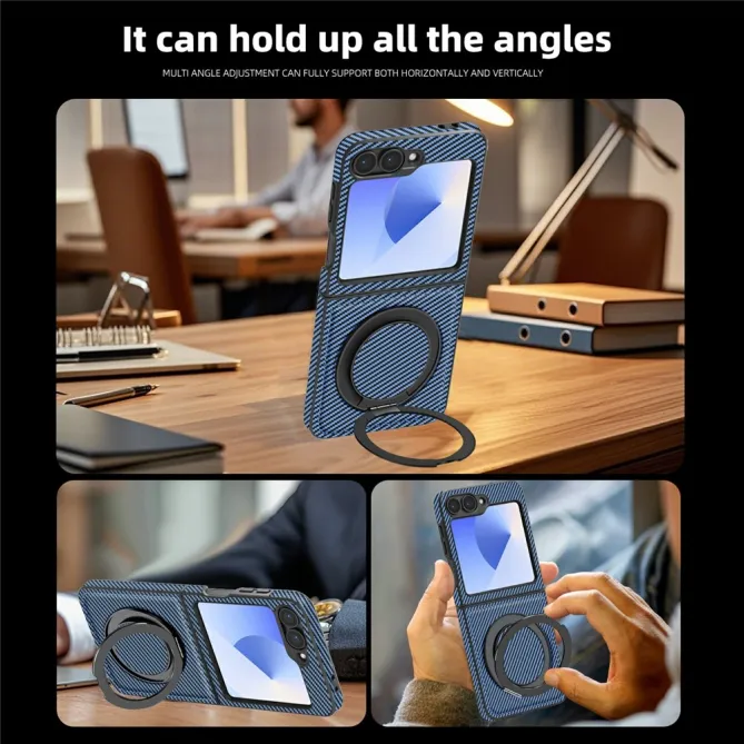 Coque Samsung Galaxy Z Flip7 FE / Z Flip6 Fibre de Carbone Anneau Support