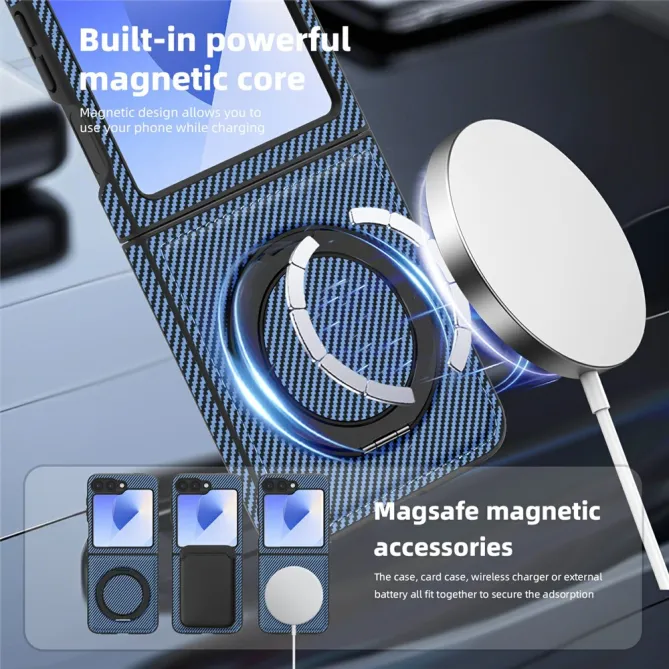 Coque Samsung Galaxy Z Flip7 FE / Z Flip6 Fibre de Carbone Anneau Support