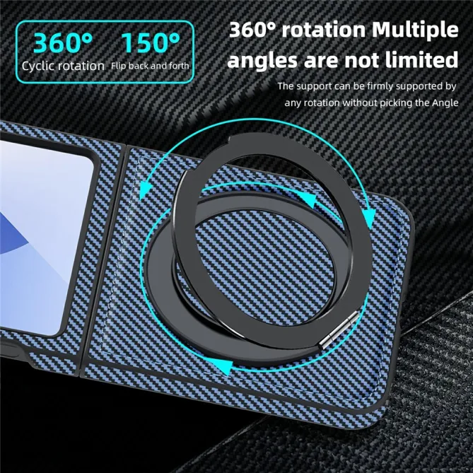 Coque Samsung Galaxy Z Flip7 FE / Z Flip6 Fibre de Carbone Anneau Support