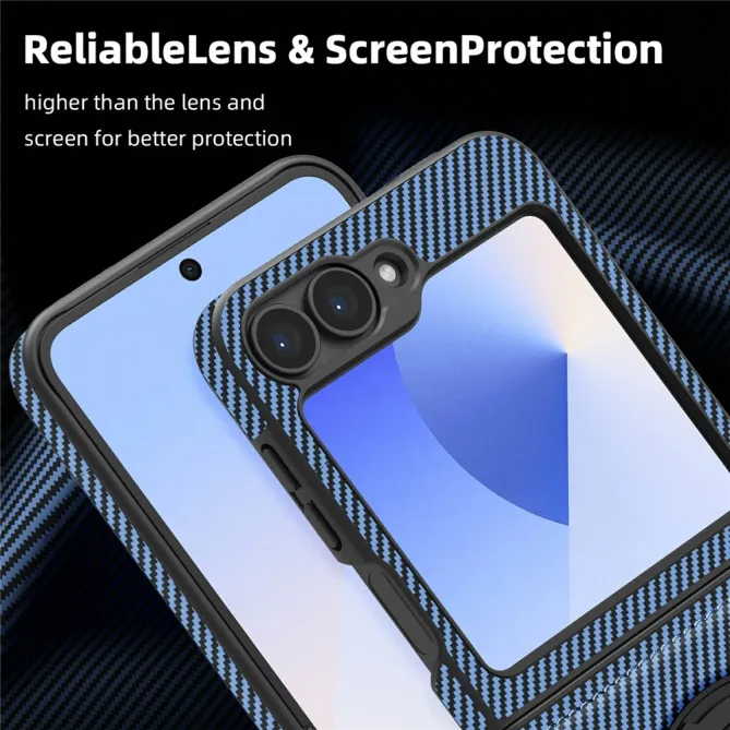 Coque Samsung Galaxy Z Flip7 FE / Z Flip6 Fibre de Carbone Anneau Support