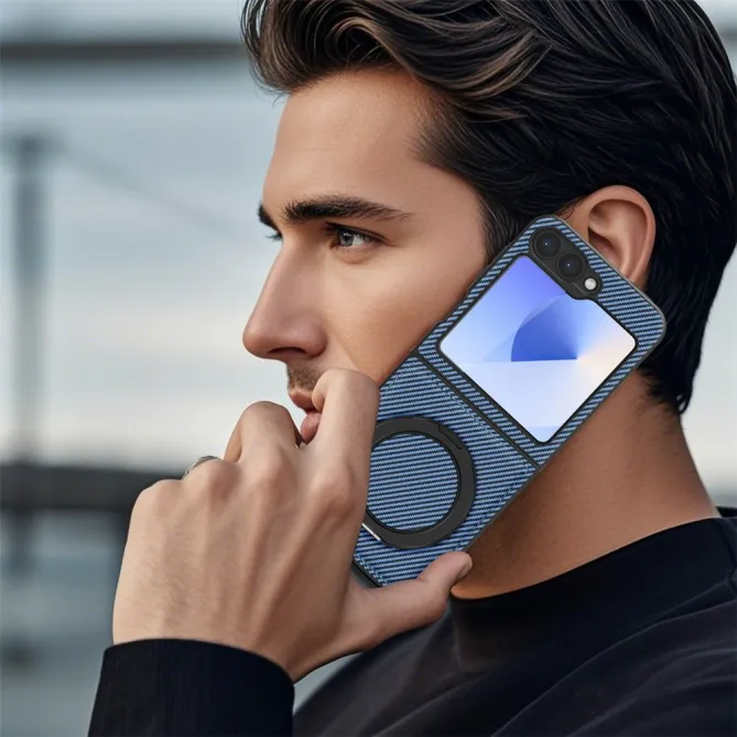Coque Samsung Galaxy Z Flip7 FE / Z Flip6 Fibre de Carbone Anneau Support