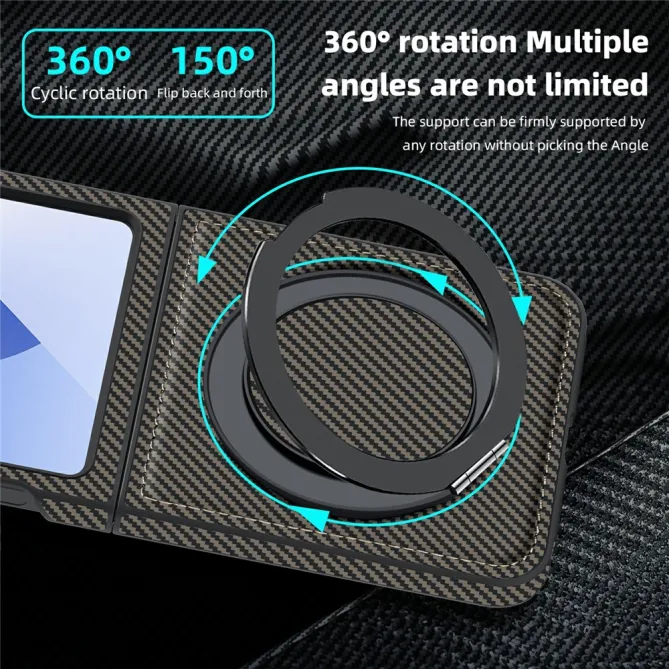 Coque Samsung Galaxy Z Flip7 FE / Z Flip6 Fibre de Carbone Anneau Support
