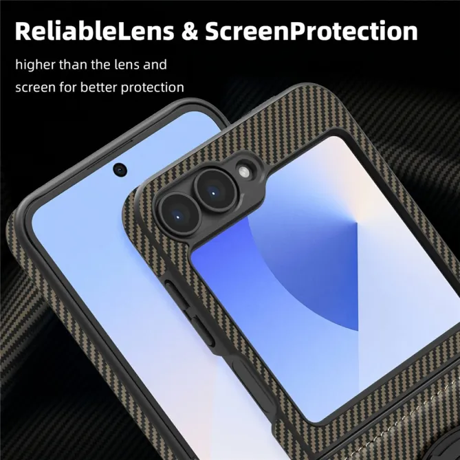 Coque Samsung Galaxy Z Flip7 FE / Z Flip6 Fibre de Carbone Anneau Support