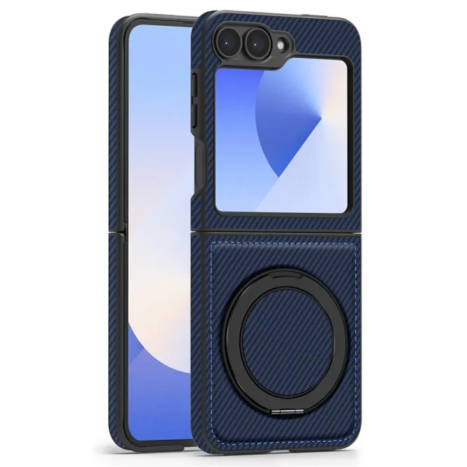 Coque Samsung Galaxy Z Flip7 FE / Z Flip6 Fibre de Carbone Anneau Support
