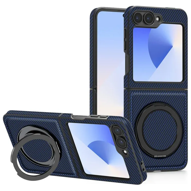 Coque Samsung Galaxy Z Flip7 FE / Z Flip6 Fibre de Carbone Anneau Support