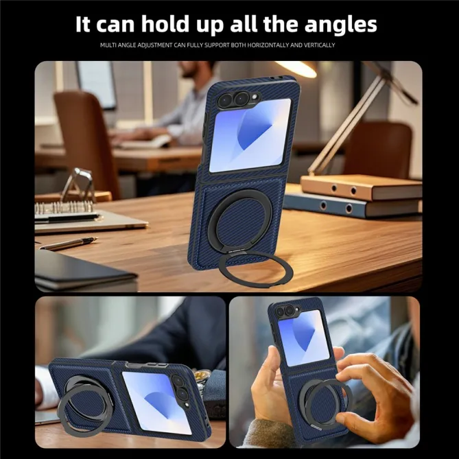 Coque Samsung Galaxy Z Flip7 FE / Z Flip6 Fibre de Carbone Anneau Support