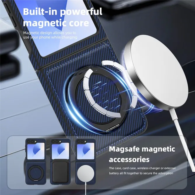 Coque Samsung Galaxy Z Flip7 FE / Z Flip6 Fibre de Carbone Anneau Support