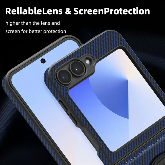 Coque Samsung Galaxy Z Flip7 FE / Z Flip6 Fibre de Carbone Anneau Support
