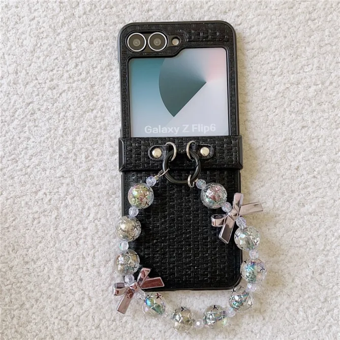 Coque Samsung Galaxy Z Flip7 FE / Z Flip6 Texture Soie avec Dragonne Noeud
