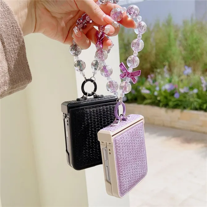 Coque Samsung Galaxy Z Flip7 FE / Z Flip6 Texture Soie avec Dragonne Noeud