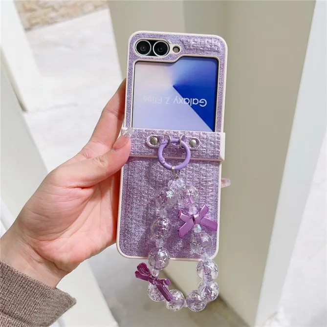 Coque Samsung Galaxy Z Flip7 FE / Z Flip6 Texture Soie avec Dragonne Noeud