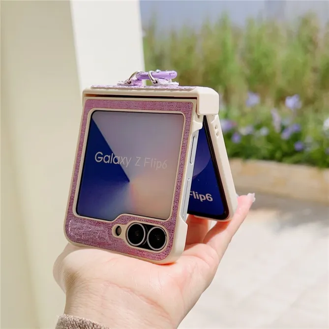 Coque Samsung Galaxy Z Flip7 FE / Z Flip6 Texture Soie avec Dragonne Noeud