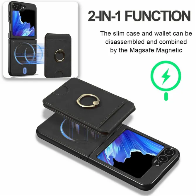 Coque Samsung Galaxy Z Flip 7 FE / Z Flip 6 Magnetique Porte-Carte Detachable