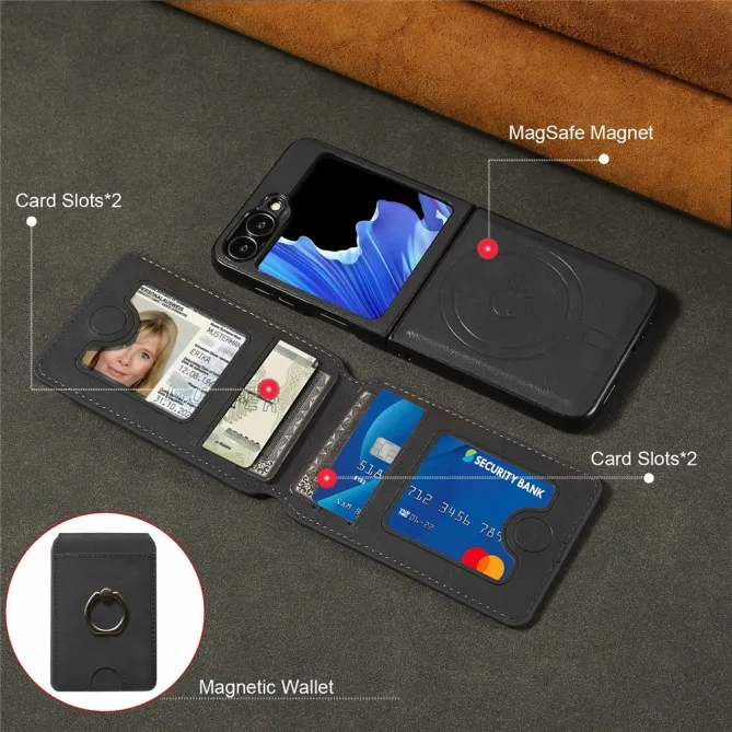 Coque Samsung Galaxy Z Flip 7 FE / Z Flip 6 Magnetique Porte-Carte Detachable