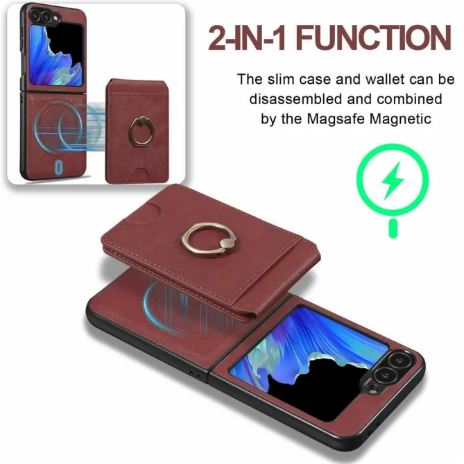Coque Samsung Galaxy Z Flip 7 FE / Z Flip 6 Magnetique Porte-Carte Detachable