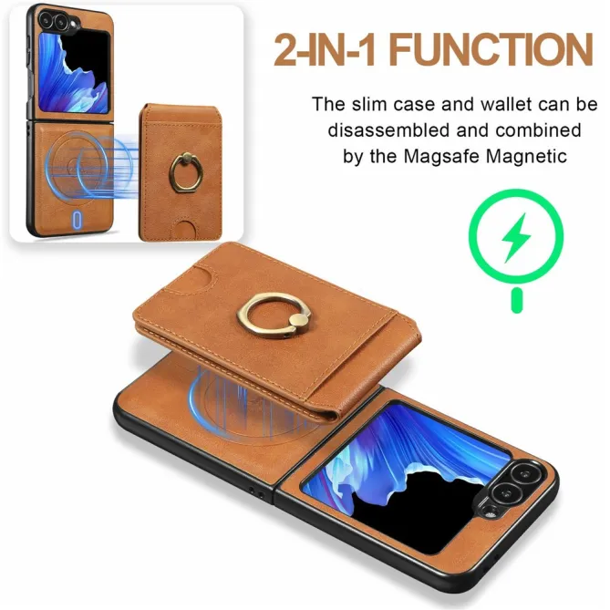 Coque Samsung Galaxy Z Flip 7 FE / Z Flip 6 Magnetique Porte-Carte Detachable