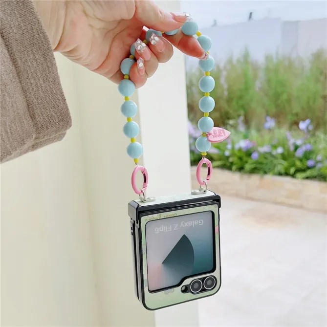 Coque Samsung Galaxy Z Flip 7 FE / Z Flip 6 Coeur avec Dragonne Perles