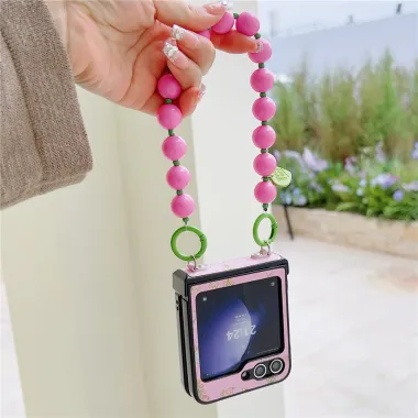 Coque Samsung Galaxy Z Flip 7 FE / Z Flip 6 Imprime Floral avec Dragonne Perles