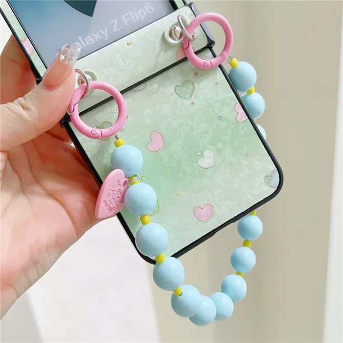 Coque Samsung Galaxy Z Flip 7 FE / Z Flip 6 Imprime Floral avec Dragonne Perles