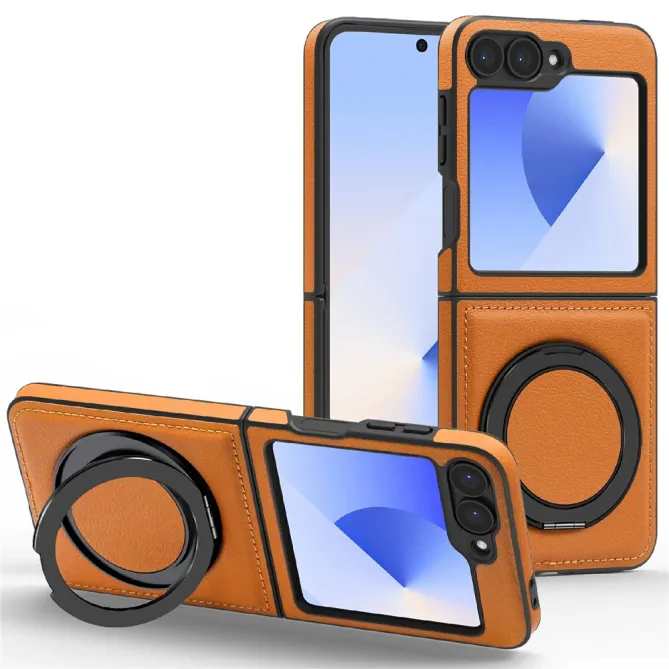 Coque Samsung Galaxy Z Flip7 FE / Z Flip 6 Anneau Rotatif Cuir Magnetique