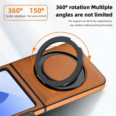 Coque Samsung Galaxy Z Flip7 FE / Z Flip 6 Anneau Rotatif Cuir Magnetique