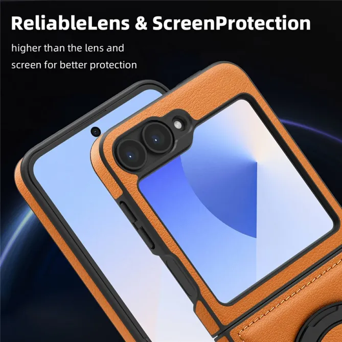 Coque Samsung Galaxy Z Flip7 FE / Z Flip 6 Anneau Rotatif Cuir Magnetique