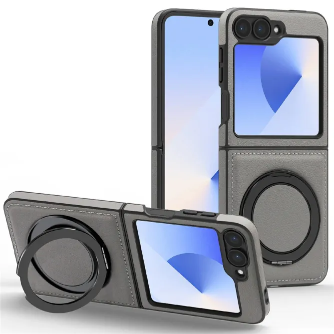 Coque Samsung Galaxy Z Flip7 FE / Z Flip 6 Anneau Rotatif Cuir Magnetique