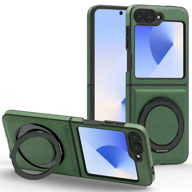 Coque Samsung Galaxy Z Flip7 FE / Z Flip 6 Anneau Rotatif Cuir Magnetique