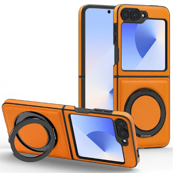 Coque Samsung Galaxy Z Flip7 FE / Z Flip 6 Anneau Rotatif Cuir Magnetique