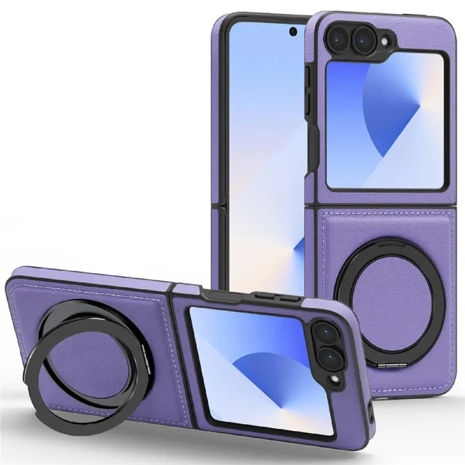 Coque Samsung Galaxy Z Flip7 FE / Z Flip 6 Anneau Rotatif Cuir Magnetique