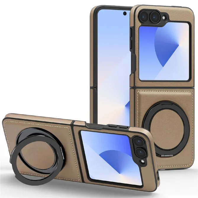Coque Samsung Galaxy Z Flip7 FE / Z Flip 6 Anneau Rotatif Cuir Magnetique