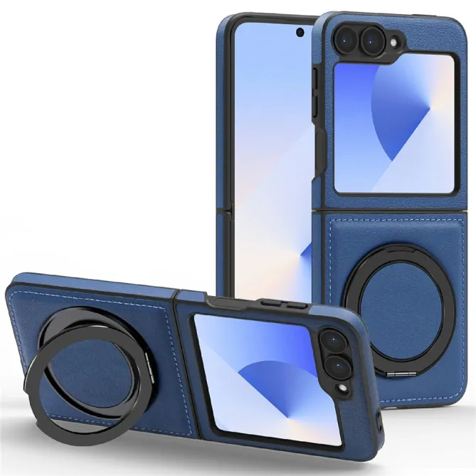 Coque Samsung Galaxy Z Flip7 FE / Z Flip 6 Anneau Rotatif Cuir Magnetique
