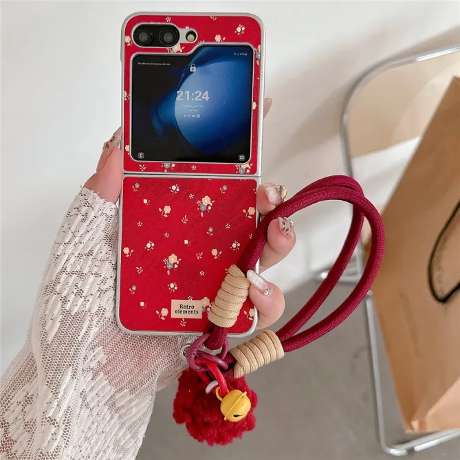 Coque Samsung Galaxy Z Flip 7 FE / Z Flip 6 Fleurs des Champs Dragonne Detachable