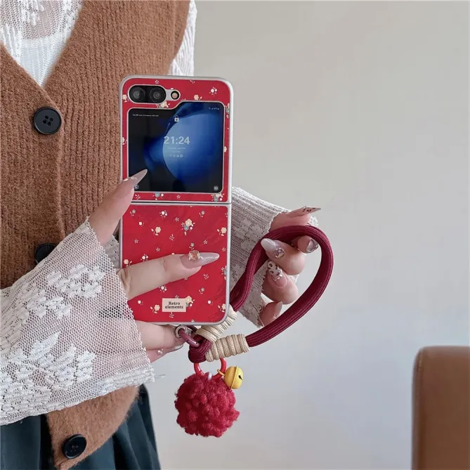 Coque Samsung Galaxy Z Flip 7 FE / Z Flip 6 Fleurs des Champs Dragonne Detachable