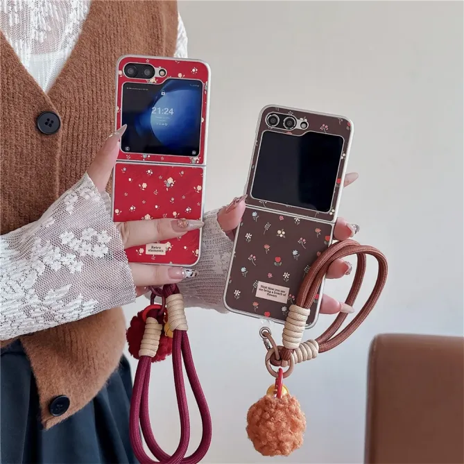Coque Samsung Galaxy Z Flip 7 FE / Z Flip 6 Fleurs des Champs Dragonne Detachable