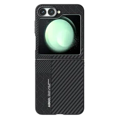 Coque Samsung Galaxy Z Flip7 FE / Z Flip6 Bicolore Tisse et Fibre de Carbone