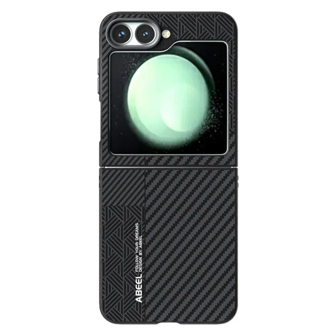 Coque Samsung Galaxy Z Flip7 FE / Z Flip6 Bicolore Tisse et Fibre de Carbone