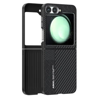 Coque Samsung Galaxy Z Flip7 FE / Z Flip6 Bicolore Tisse et Fibre de Carbone