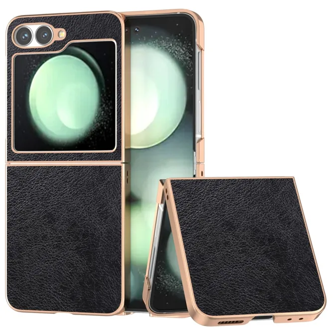 Coque Samsung Galaxy Z Flip7 FE / Z Flip6 Litchi Finition Metallique