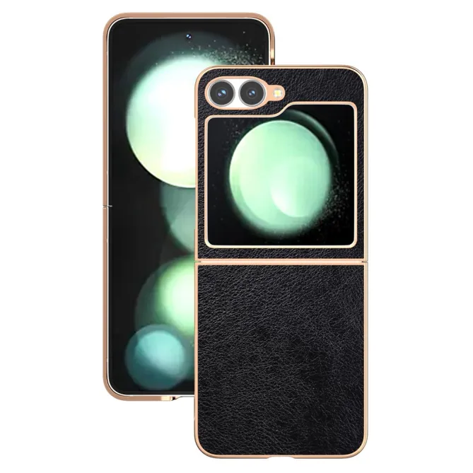 Coque Samsung Galaxy Z Flip7 FE / Z Flip6 Litchi Finition Metallique