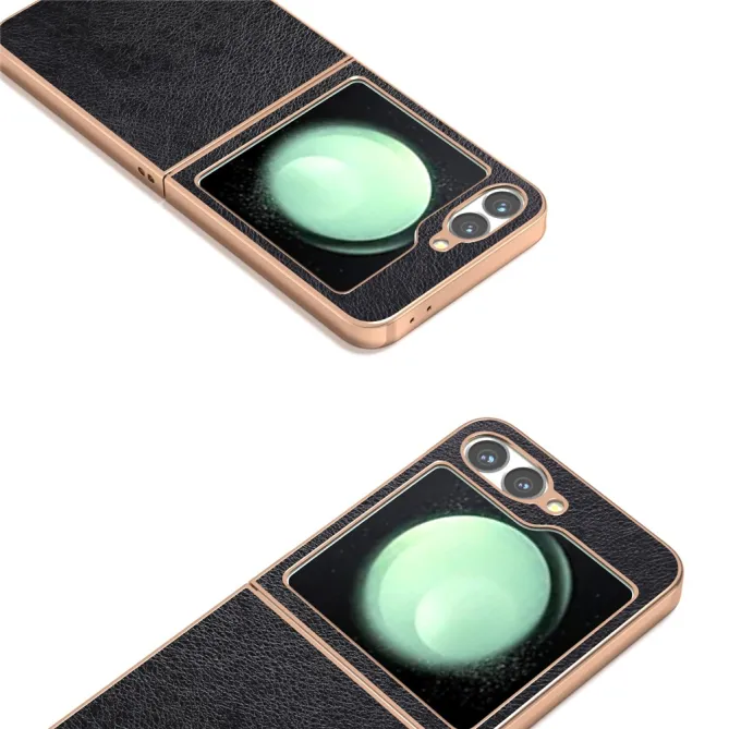 Coque Samsung Galaxy Z Flip7 FE / Z Flip6 Litchi Finition Metallique