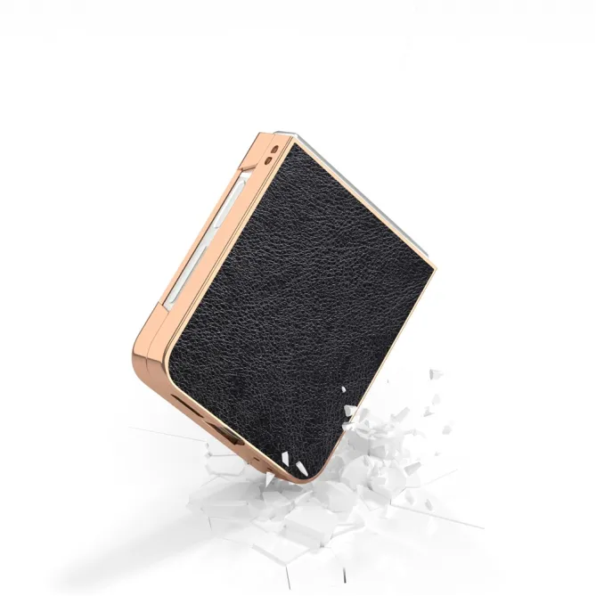 Coque Samsung Galaxy Z Flip7 FE / Z Flip6 Litchi Finition Metallique