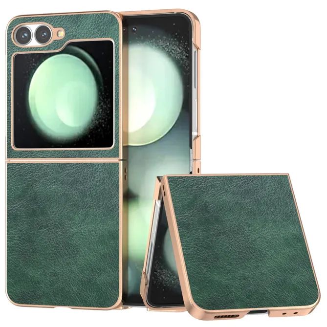 Coque Samsung Galaxy Z Flip7 FE / Z Flip6 Litchi Finition Metallique