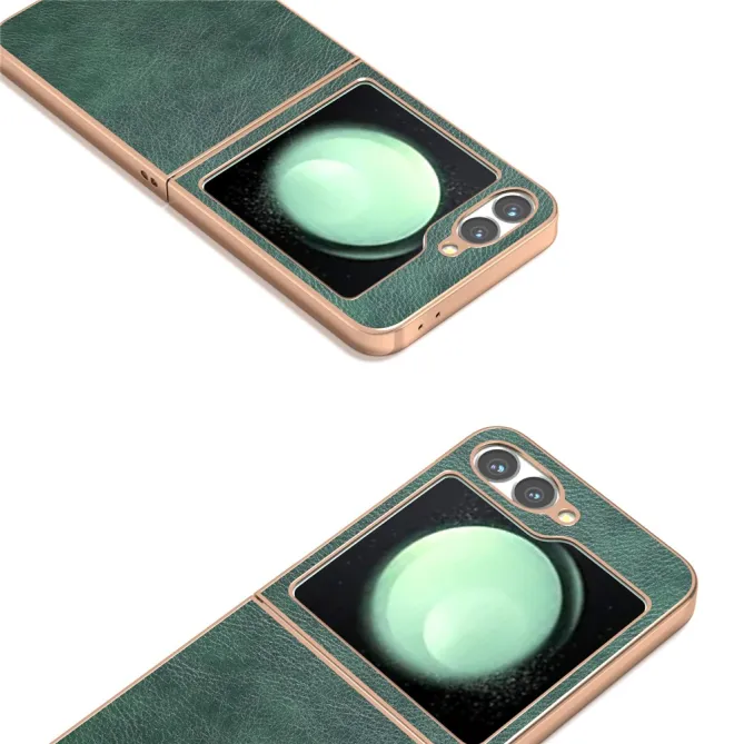 Coque Samsung Galaxy Z Flip7 FE / Z Flip6 Litchi Finition Metallique