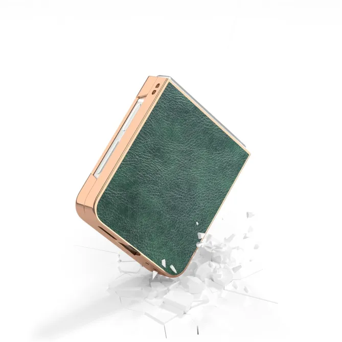 Coque Samsung Galaxy Z Flip7 FE / Z Flip6 Litchi Finition Metallique