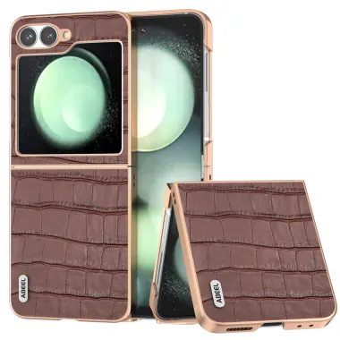Coque Samsung Galaxy Z Flip 7 FE / Z Flip 6 Cuir Veritable Texture Croco