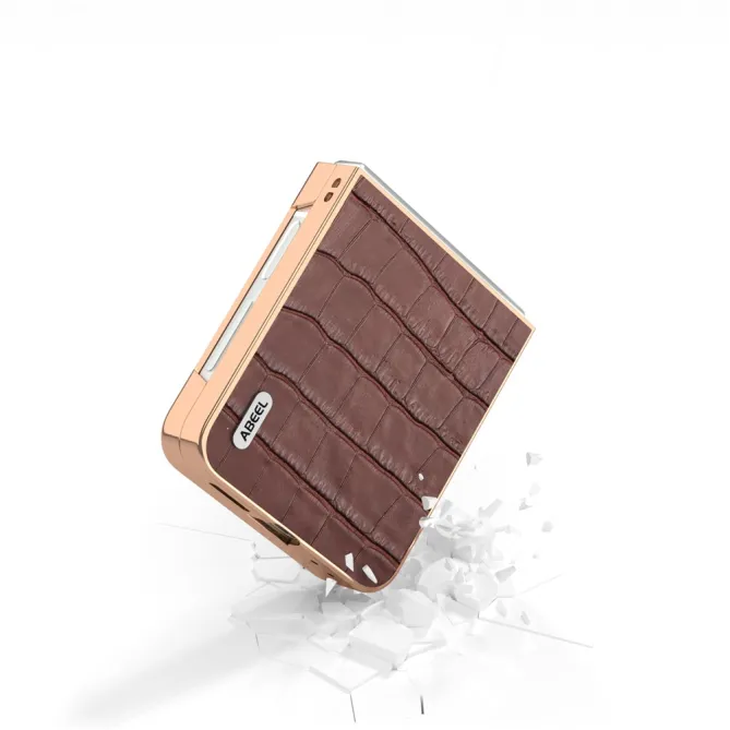 Coque Samsung Galaxy Z Flip 7 FE / Z Flip 6 Cuir Veritable Texture Croco